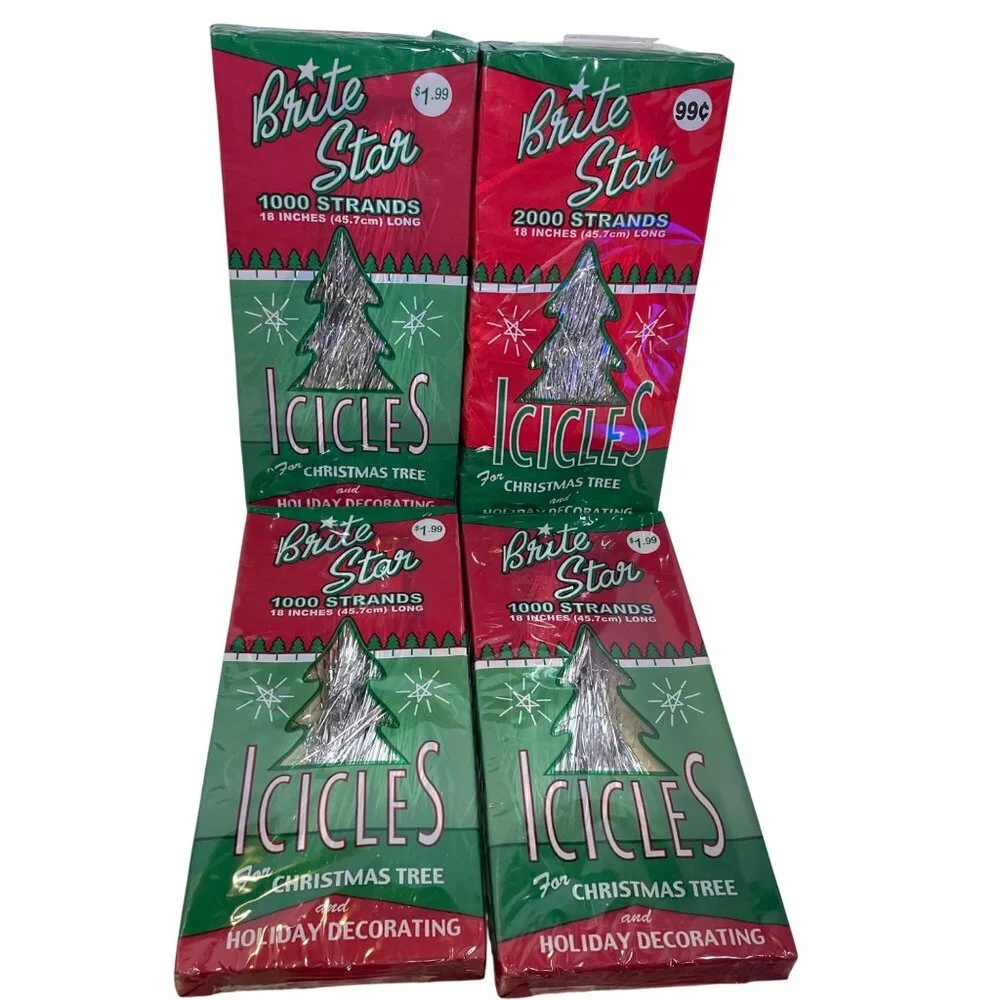Brite Star Icicles For Christmas Tree & Holiday Decorating - 4 Packs Red/Green 1